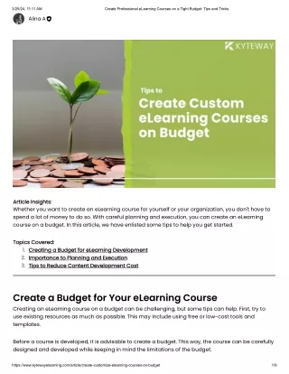 Tips to Create Customize eLearning Courses without Breaking the Bank