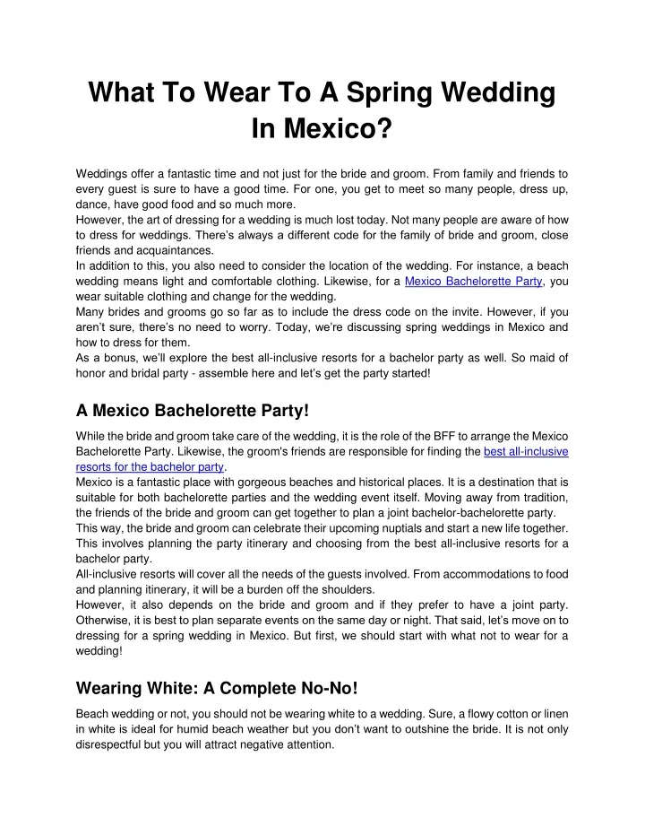 what to wear to a spring wedding in mexico