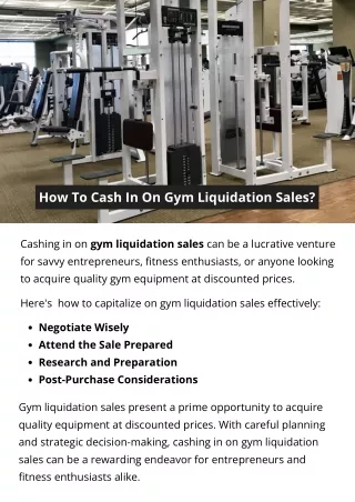 How To Cash In On Gym Liquidation Sales?