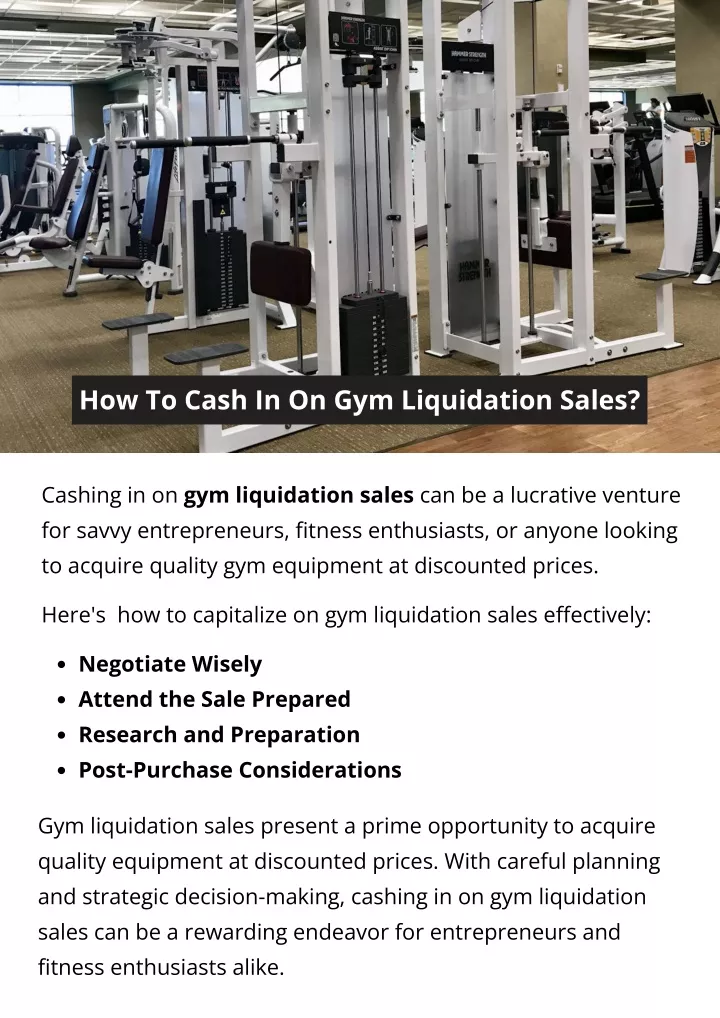 how to cash in on gym liquidation sales