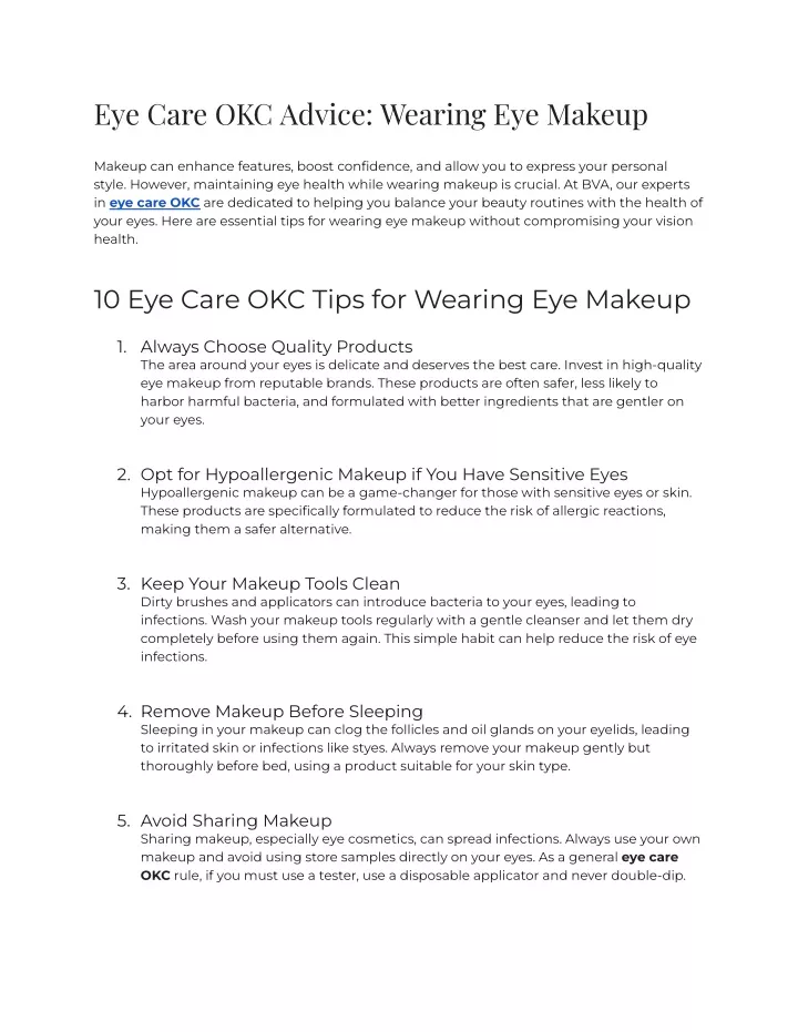eye care okc advice wearing eye makeup