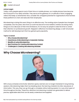 Creating Effective Micro-Learning Modules