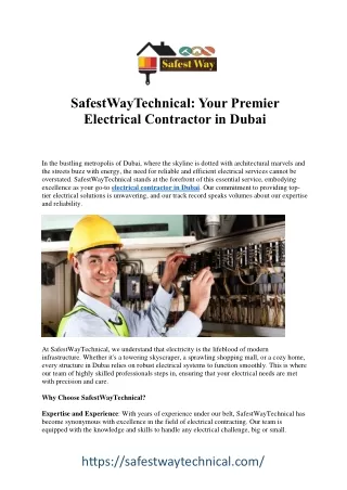 Electrify Your Projects with Top-Tier Electrical Contractors in Dubai