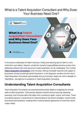 What is a Talent Acquisition Consultant and Why Does Your Business Need One_
