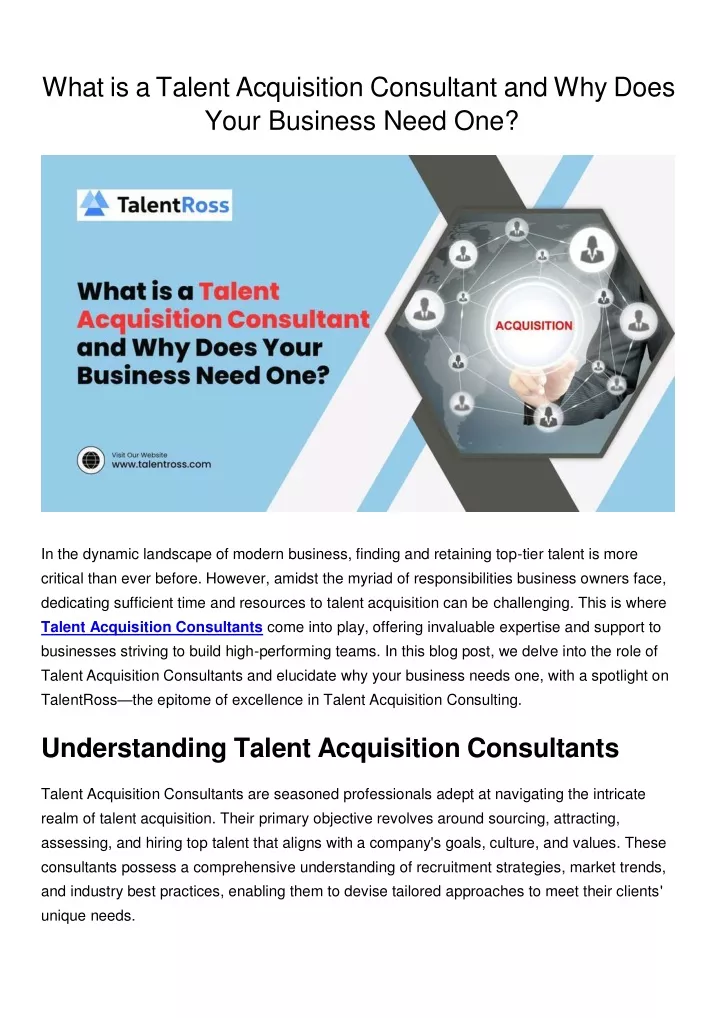 what is a talent acquisition consultant