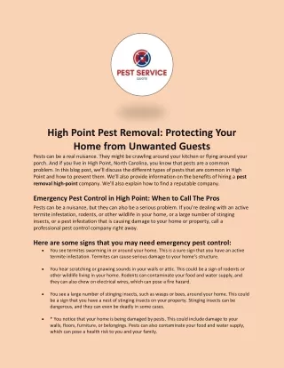 High Point Pest Removal: Protecting Your Home from Unwanted Guests