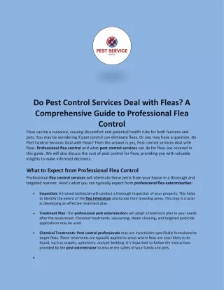 Do Pest Control Services Deal with Fleas? A Comprehensive Guide to Professional