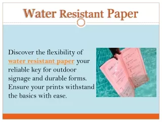 Water Resistant Paper