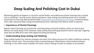 Deep Scaling And Polishing Cost In Dubai