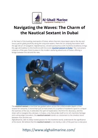 Navigating Tradition: Discovering the Nautical Sextant in Dubai