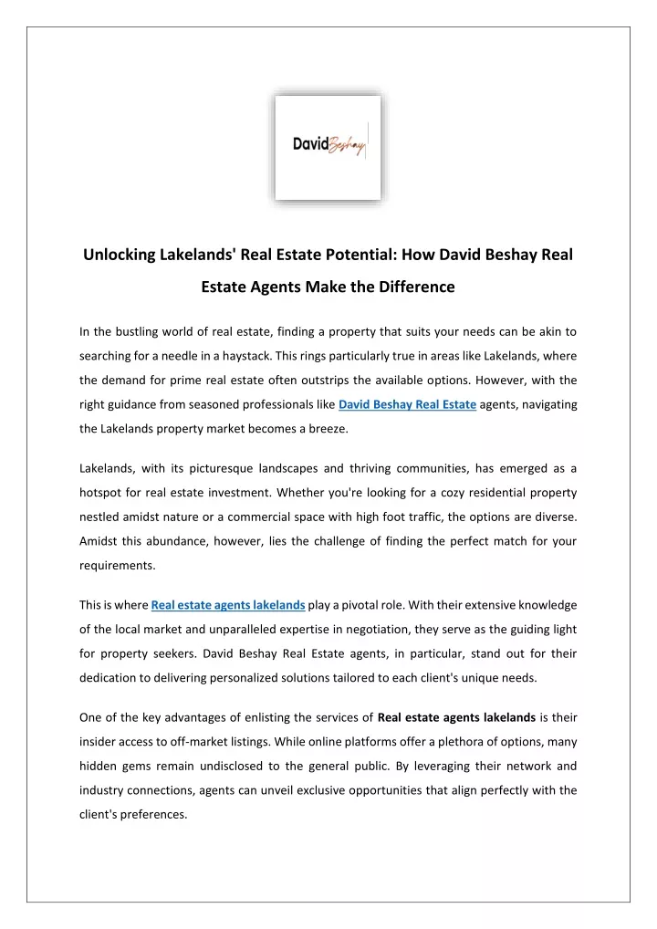 unlocking lakelands real estate potential