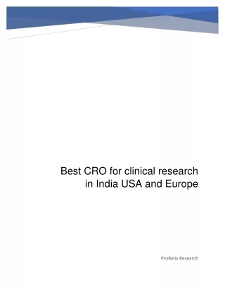 Best CRO for clinical research in India USA and Europe