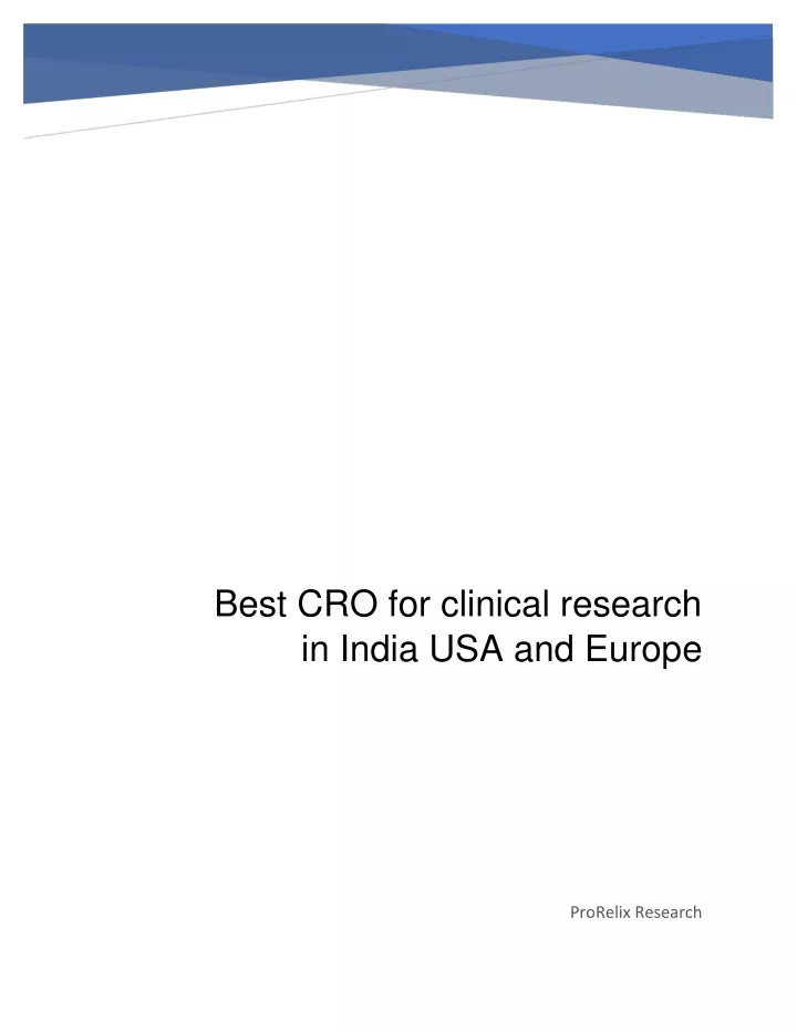 best cro for clinical research in india