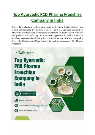 Top Ayurvedic PCD Pharma Franchise Company in India