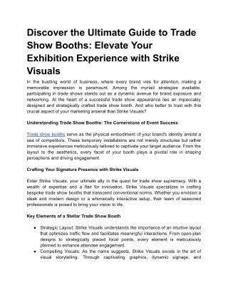 Discover the Ultimate Guide to Trade Show Booths_ Elevate Your Exhibition Experience with Strike Visuals