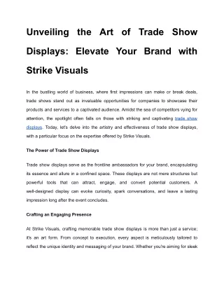 Unveiling the Art of Trade Show Displays_ Elevate Your Brand with Strike Visuals