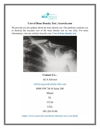 Cost of Bone Density Test | Acaweb.com