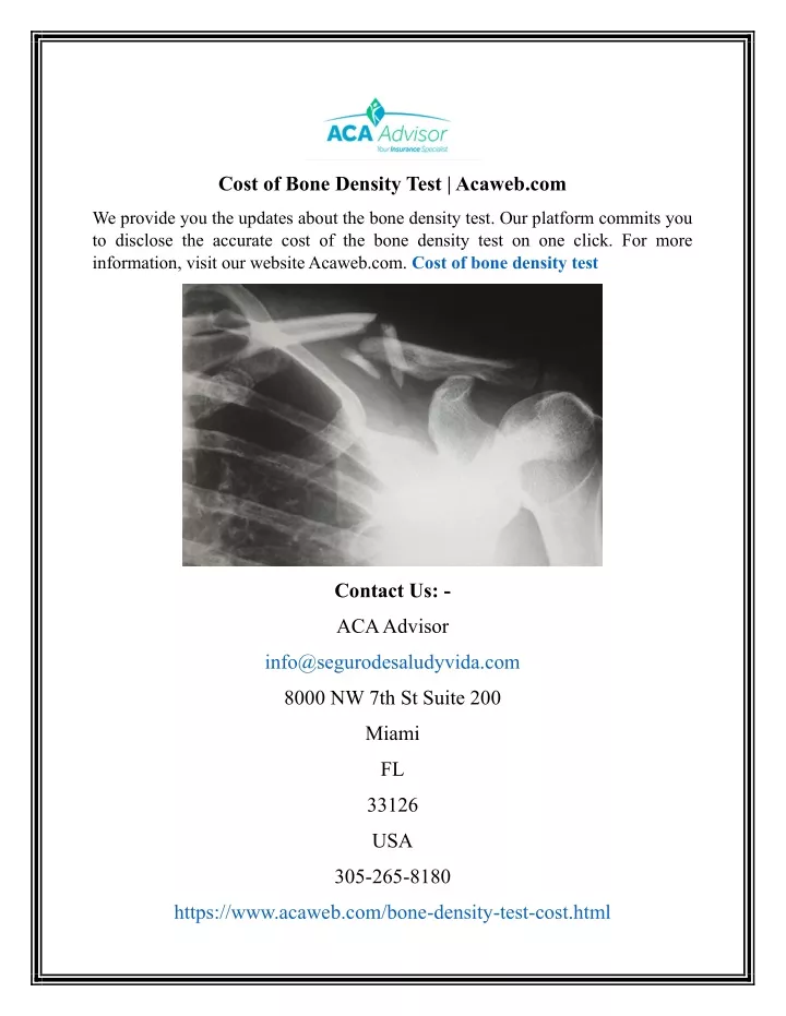 cost of bone density test acaweb com