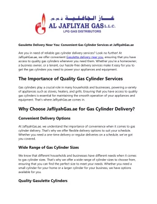 Convenient Gasulette Delivery Near You | JafliyahGas.ae