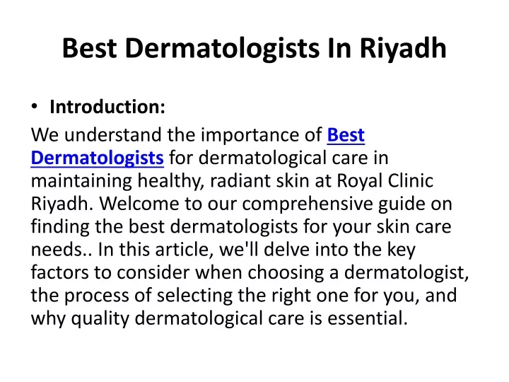 best dermatologists in riyadh