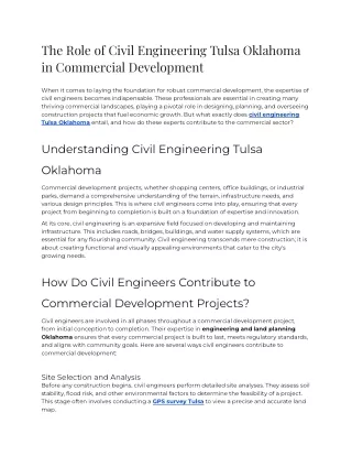 The Role of Civil Engineering Tulsa Oklahoma in Commercial Development