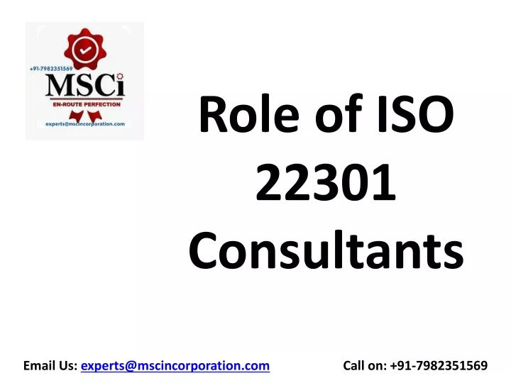 role of iso 22301 consultants