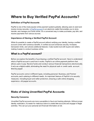 Where to Buy Verified PayPal Accounts