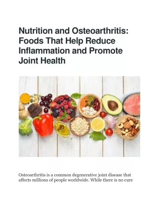 Nutrition and Osteoarthritis