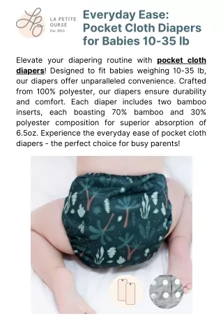 Everyday Ease: Pocket Cloth Diapers for Babies 10-35 lb