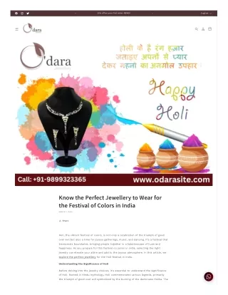 Know the Perfect Jewellery to Wear for the Festival of Colors in India