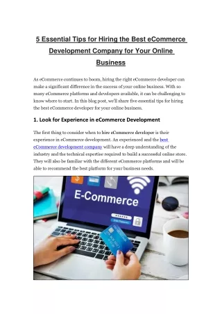 Expert Tips to Hire the Best eCommerce Website Development Agency