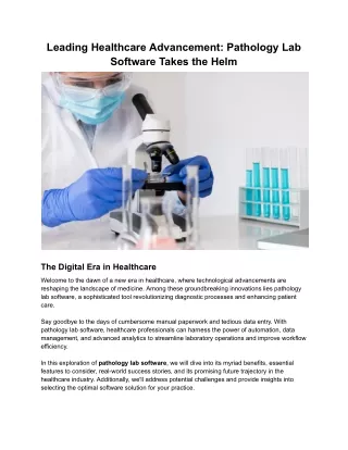 Leading Healthcare Advancement_ Pathology Lab Software Takes the Helm