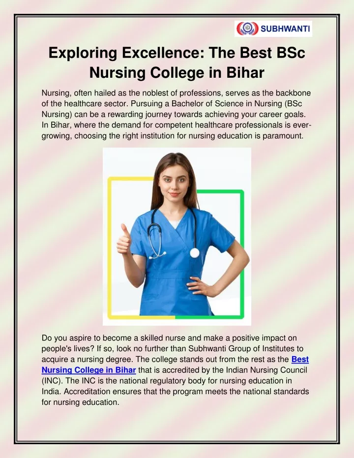 exploring excellence the best bsc nursing college