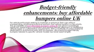 Budget-friendly enhancements buy affordable bumpers online UK