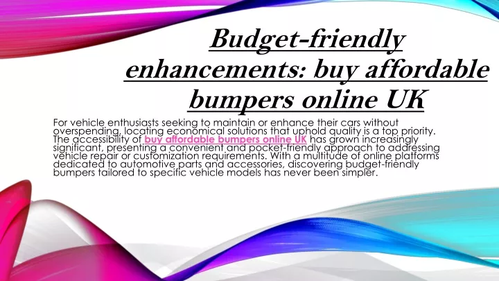 budget friendly enhancements buy affordable bumpers online uk