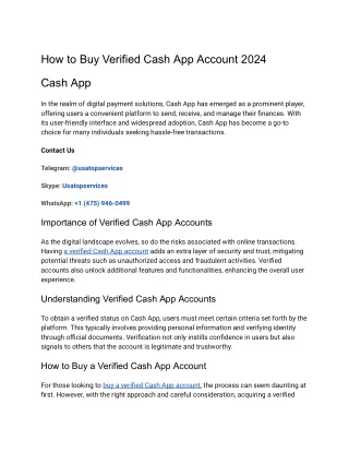 How to Buy Verified Cash App Account 2024 |PDF