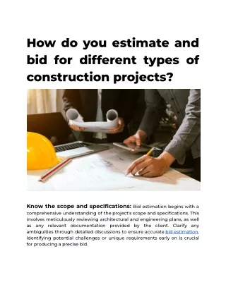 how do you estimate and bid for different types