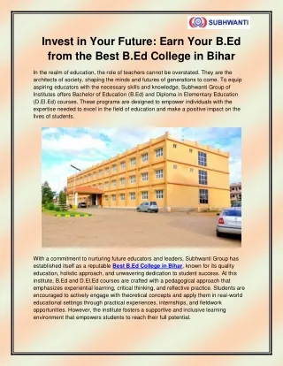 Best B.Ed College in Bihar