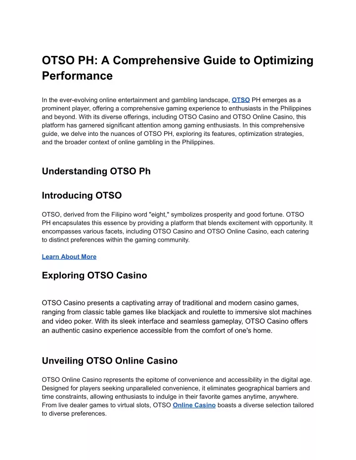 otso ph a comprehensive guide to optimizing