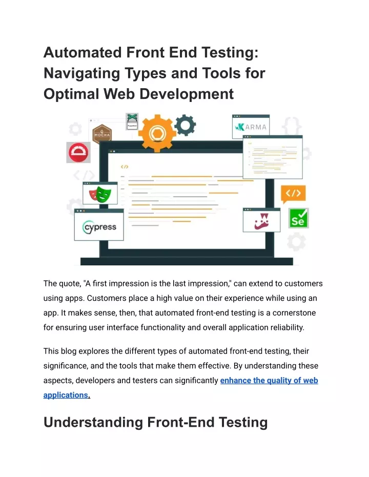 automated front end testing navigating types