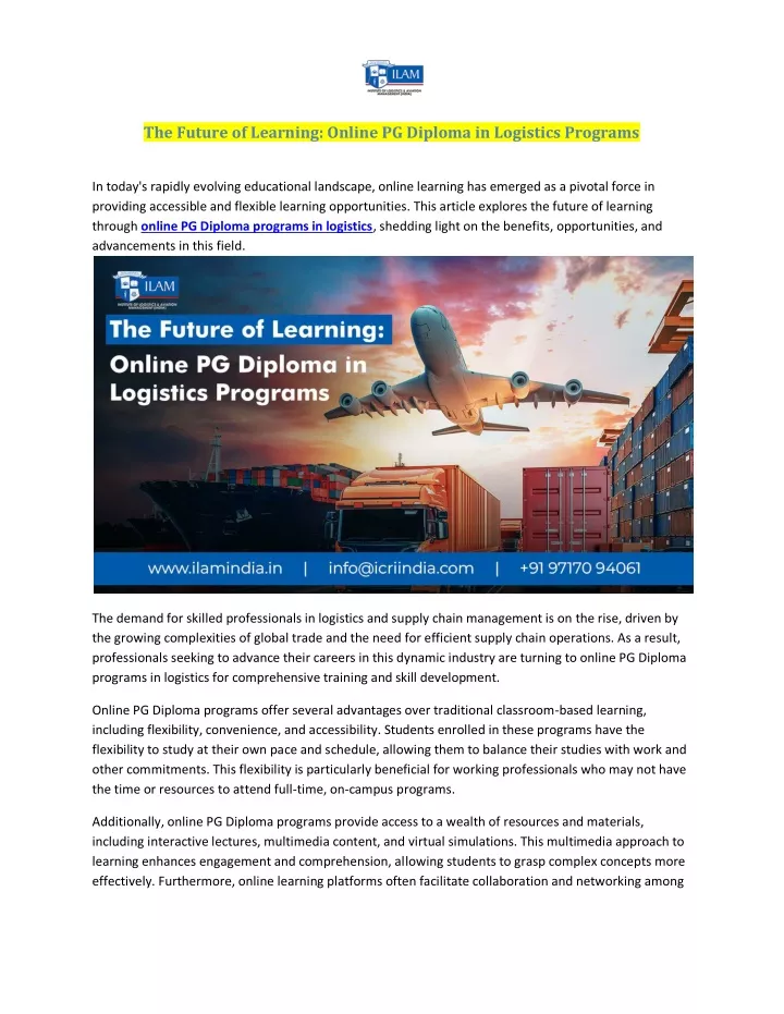 the future of learning online pg diploma