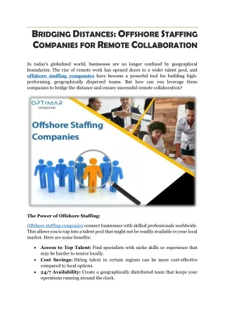 Offshore Staffing Companies for Remote Collaboration