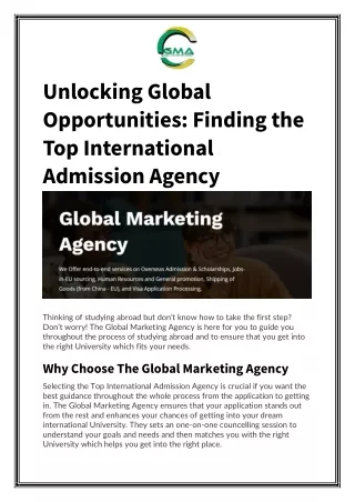 Unlocking Global Opportunities: Finding the Top International Admission Agency