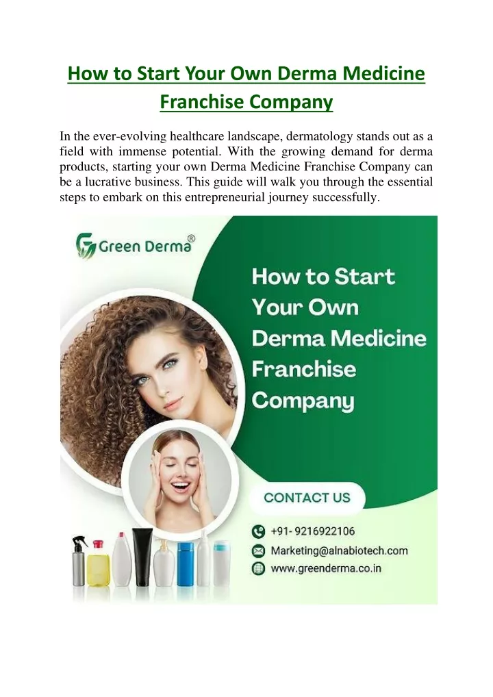 how to start your own derma medicine franchise
