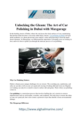 Revitalize Your Vehicle's Shine: Car Polishing Services in Dubai