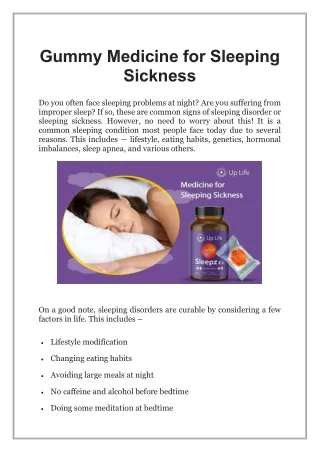Gummy Medicine for Sleeping Sickness