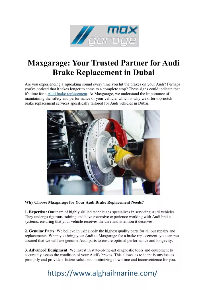 maxgarage your trusted partner for audi brake