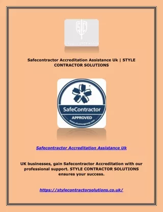 Safecontractor Accreditation Assistance Uk