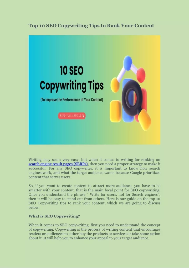 top 10 seo copywriting tips to rank your content