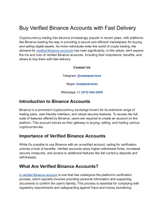 Buy Verified Binance Accounts with Fast Delivery